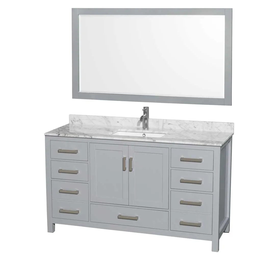 Sheffield 60 Inch Single Bathroom Vanity in Gray