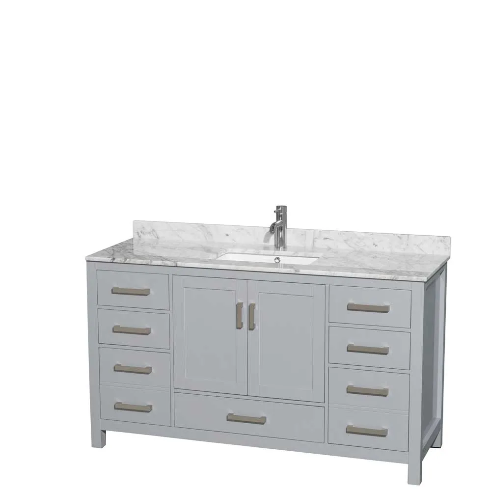 Sheffield 60 Inch Single Bathroom Vanity in Gray