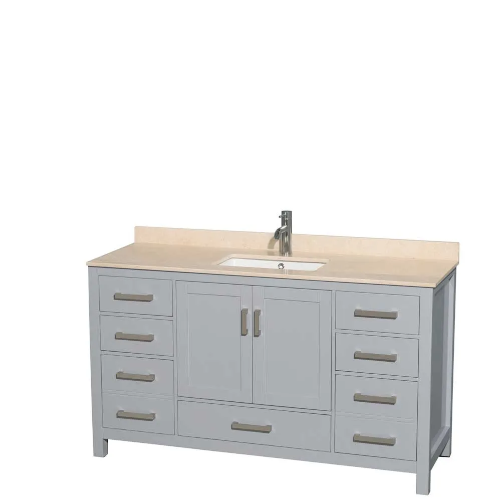 Sheffield 60 Inch Single Bathroom Vanity in Gray