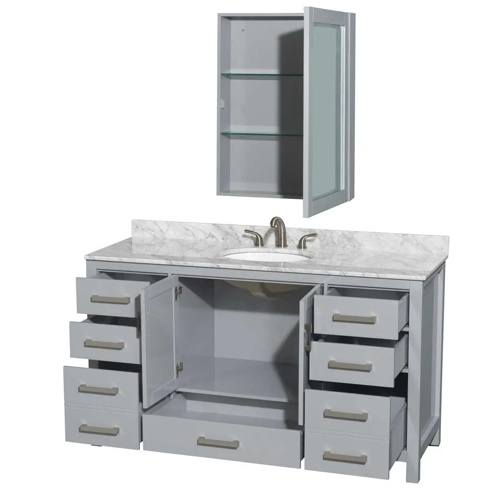 Sheffield 60 Inch Single Bathroom Vanity in Gray