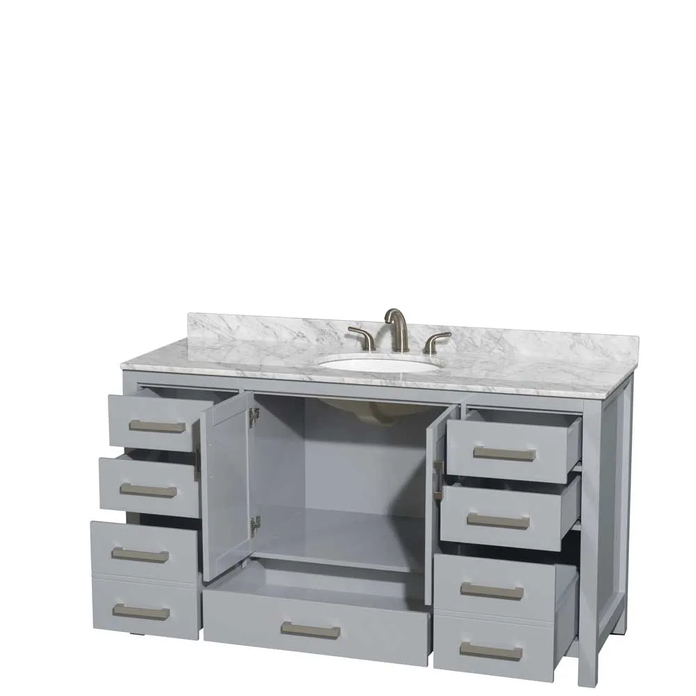 Sheffield 60 Inch Single Bathroom Vanity in Gray
