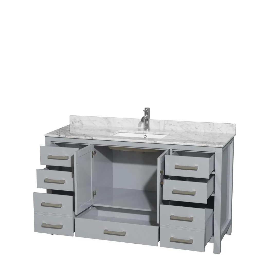 Sheffield 60 Inch Single Bathroom Vanity in Gray
