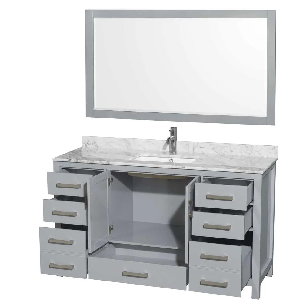 Sheffield 60 Inch Single Bathroom Vanity in Gray