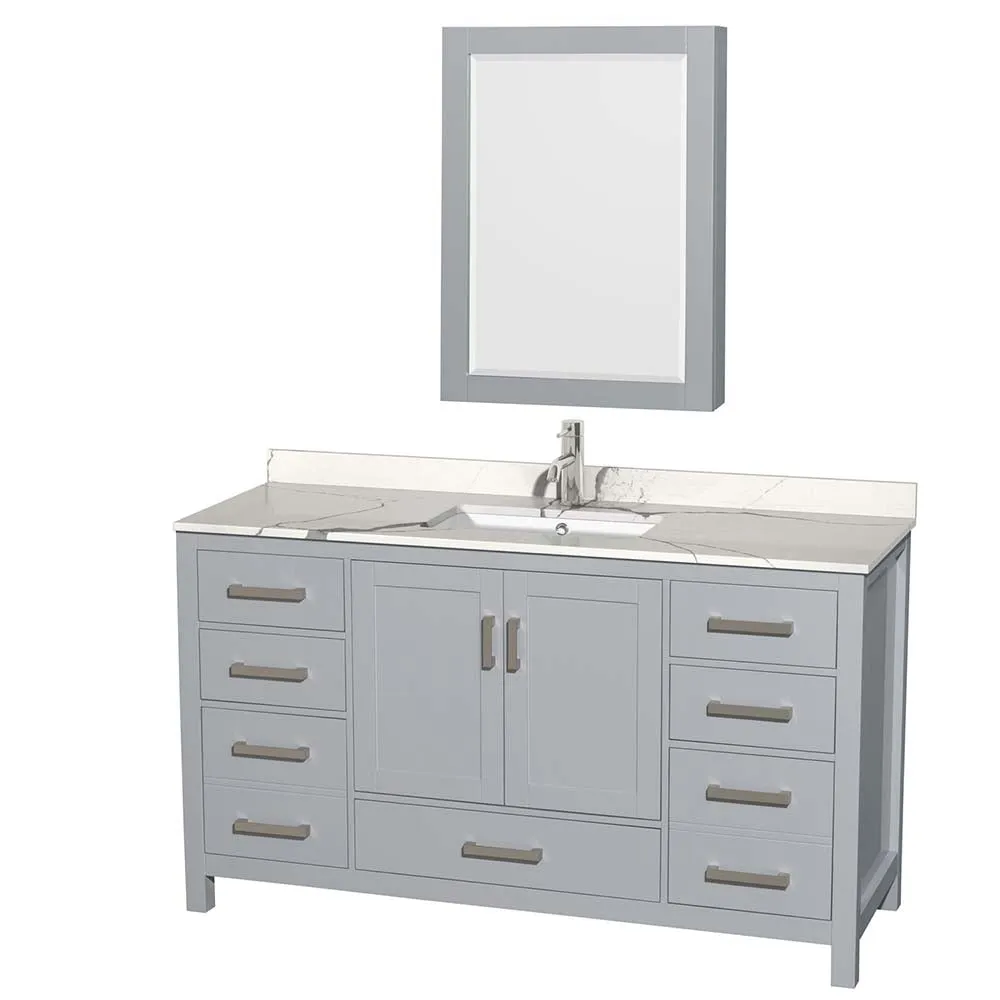 Sheffield 60 Inch Single Bathroom Vanity in Gray