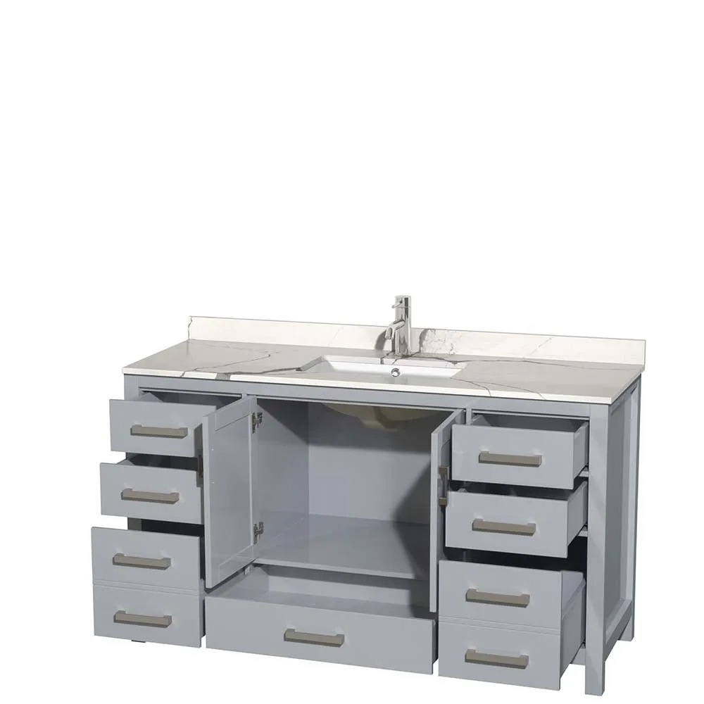 Sheffield 60 Inch Single Bathroom Vanity in Gray