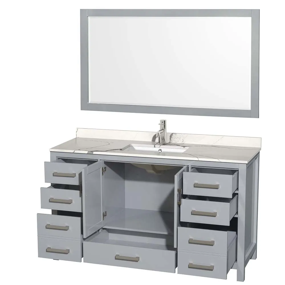 Sheffield 60 Inch Single Bathroom Vanity in Gray