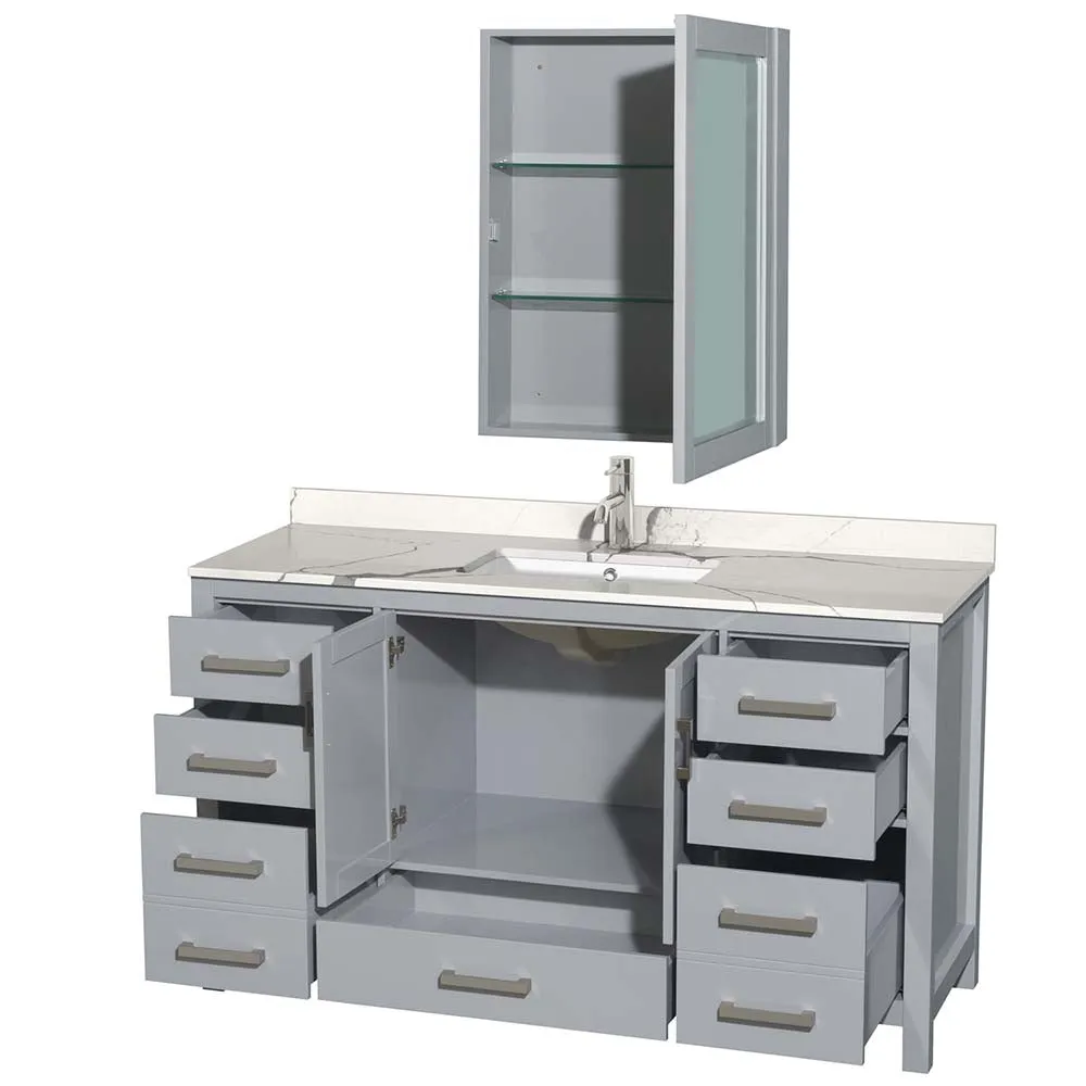 Sheffield 60 Inch Single Bathroom Vanity in Gray