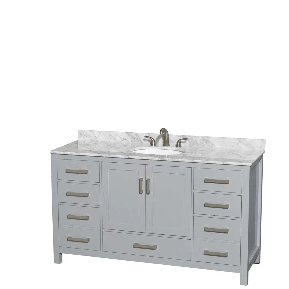 Sheffield 60 Inch Single Bathroom Vanity in Gray