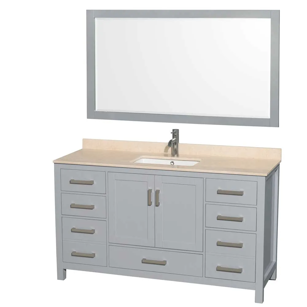 Sheffield 60 Inch Single Bathroom Vanity in Gray