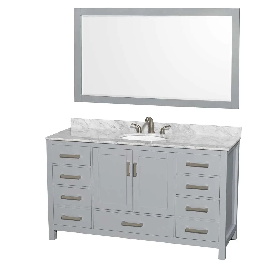 Sheffield 60 Inch Single Bathroom Vanity in Gray
