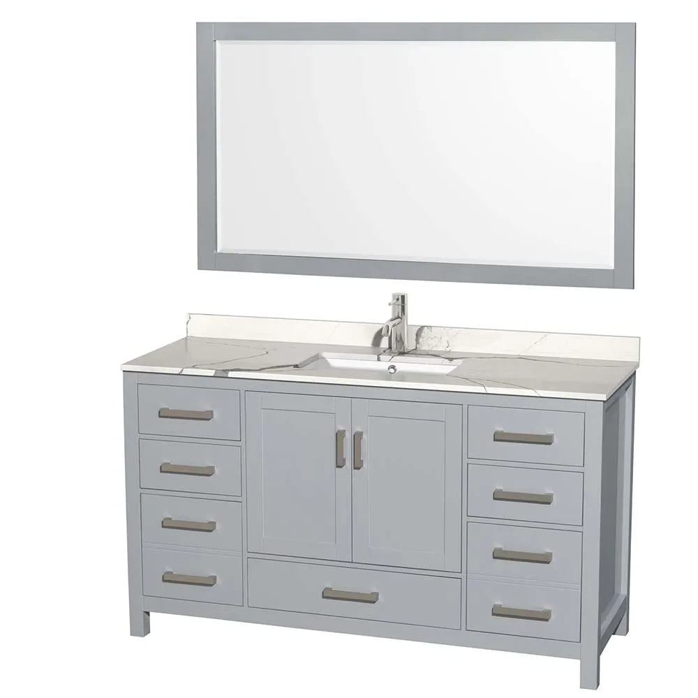 Sheffield 60 Inch Single Bathroom Vanity in Gray