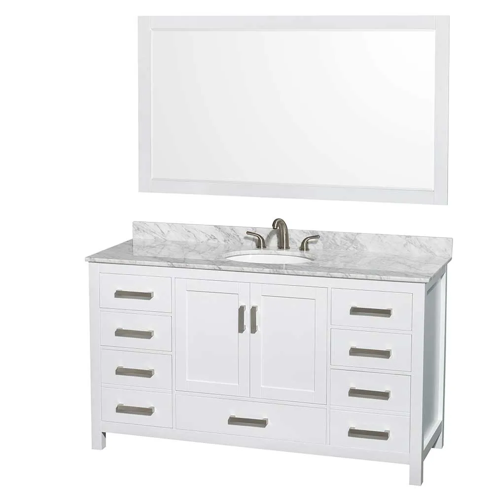 Sheffield 60 Inch Single Bathroom Vanity in White