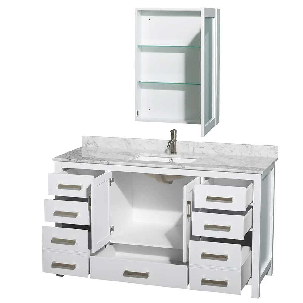 Sheffield 60 Inch Single Bathroom Vanity in White