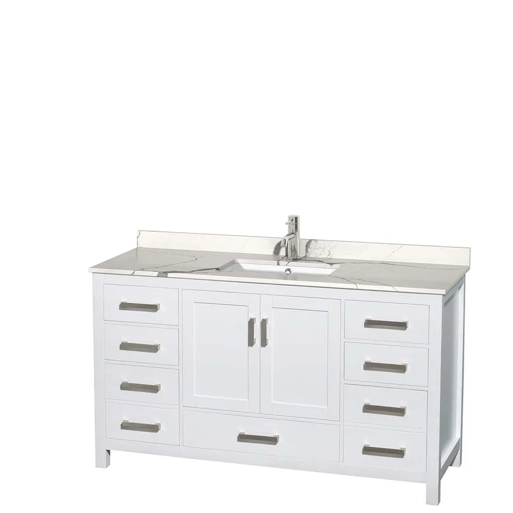Sheffield 60 Inch Single Bathroom Vanity in White