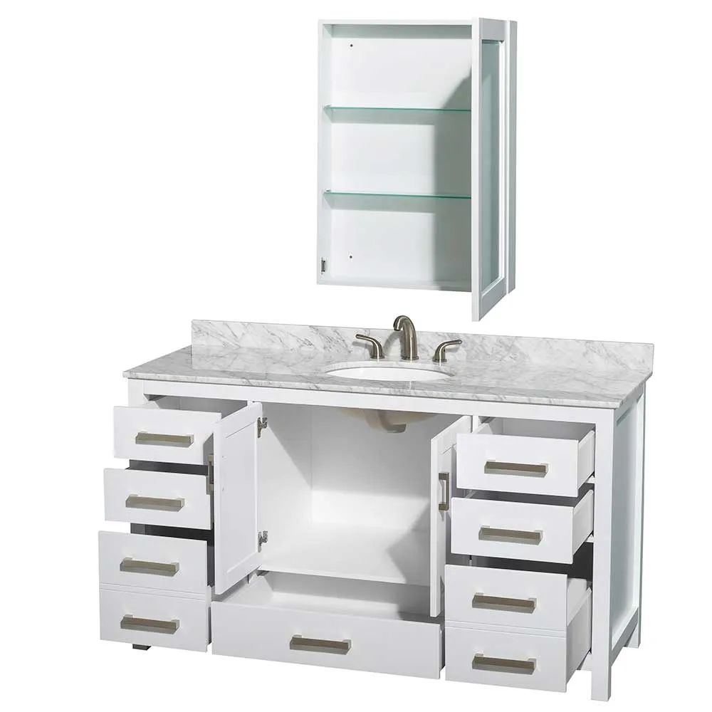 Sheffield 60 Inch Single Bathroom Vanity in White