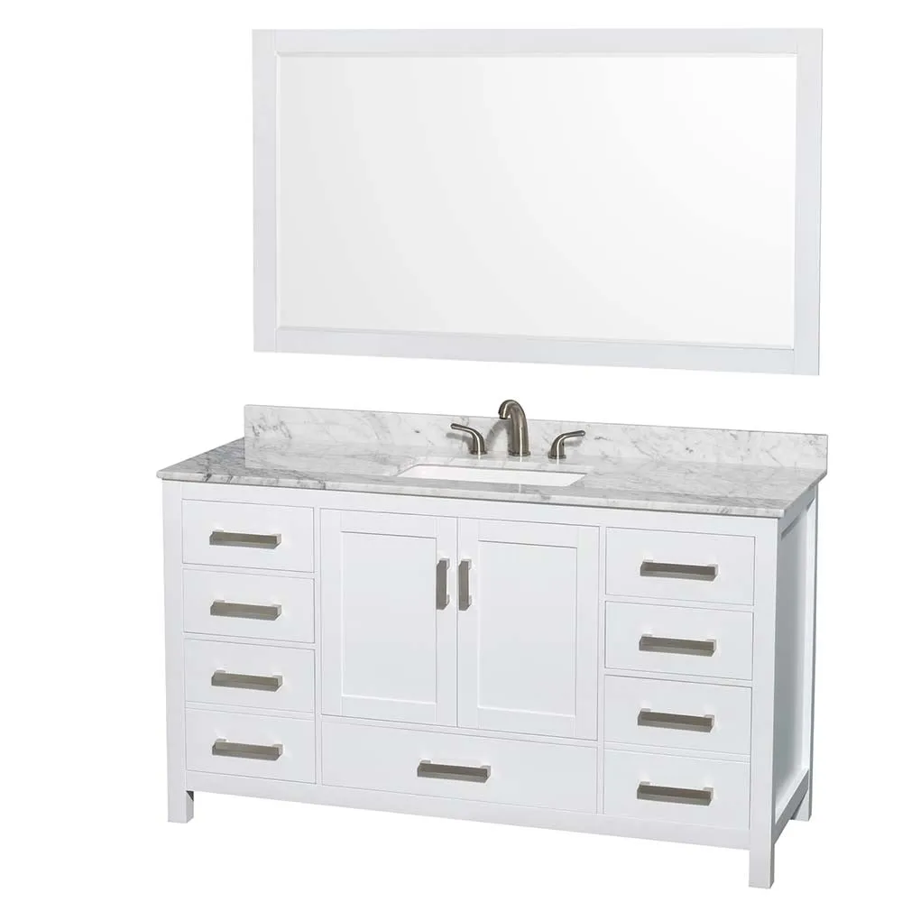 Sheffield 60 Inch Single Bathroom Vanity in White