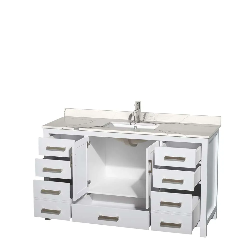 Sheffield 60 Inch Single Bathroom Vanity in White