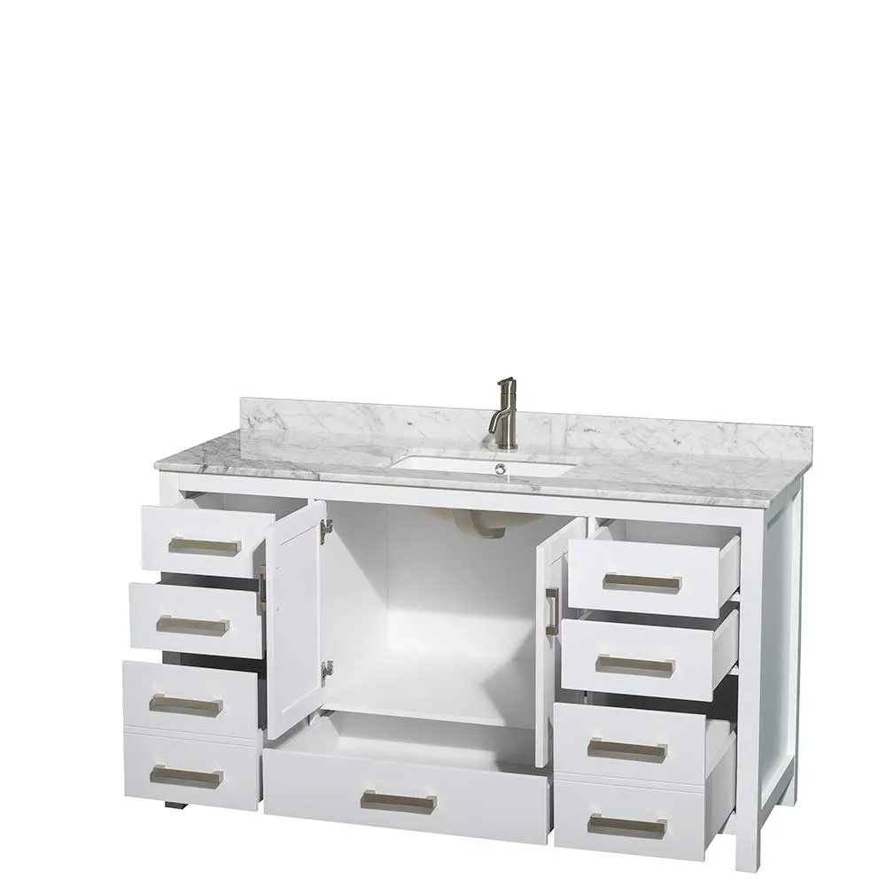 Sheffield 60 Inch Single Bathroom Vanity in White