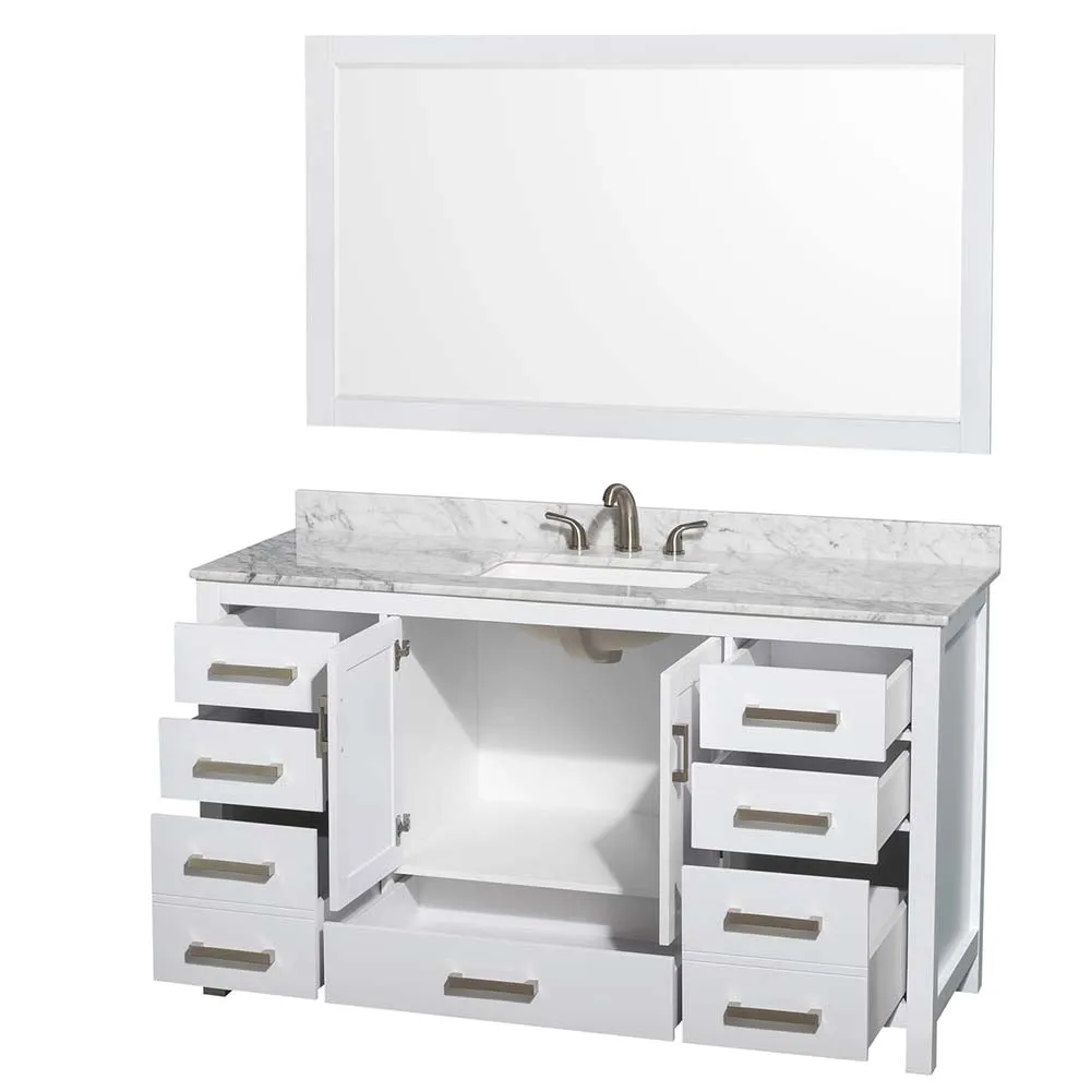 Sheffield 60 Inch Single Bathroom Vanity in White