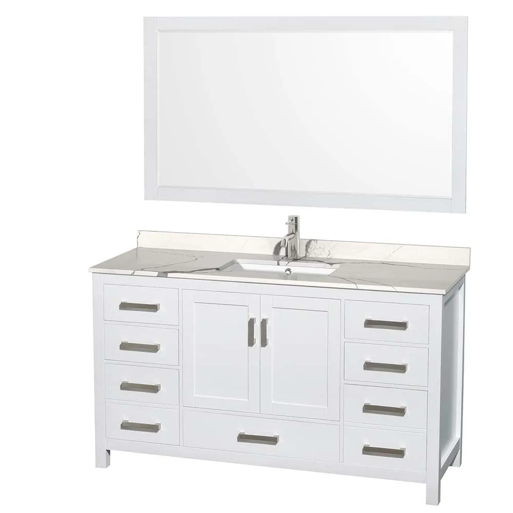 Sheffield 60 Inch Single Bathroom Vanity in White