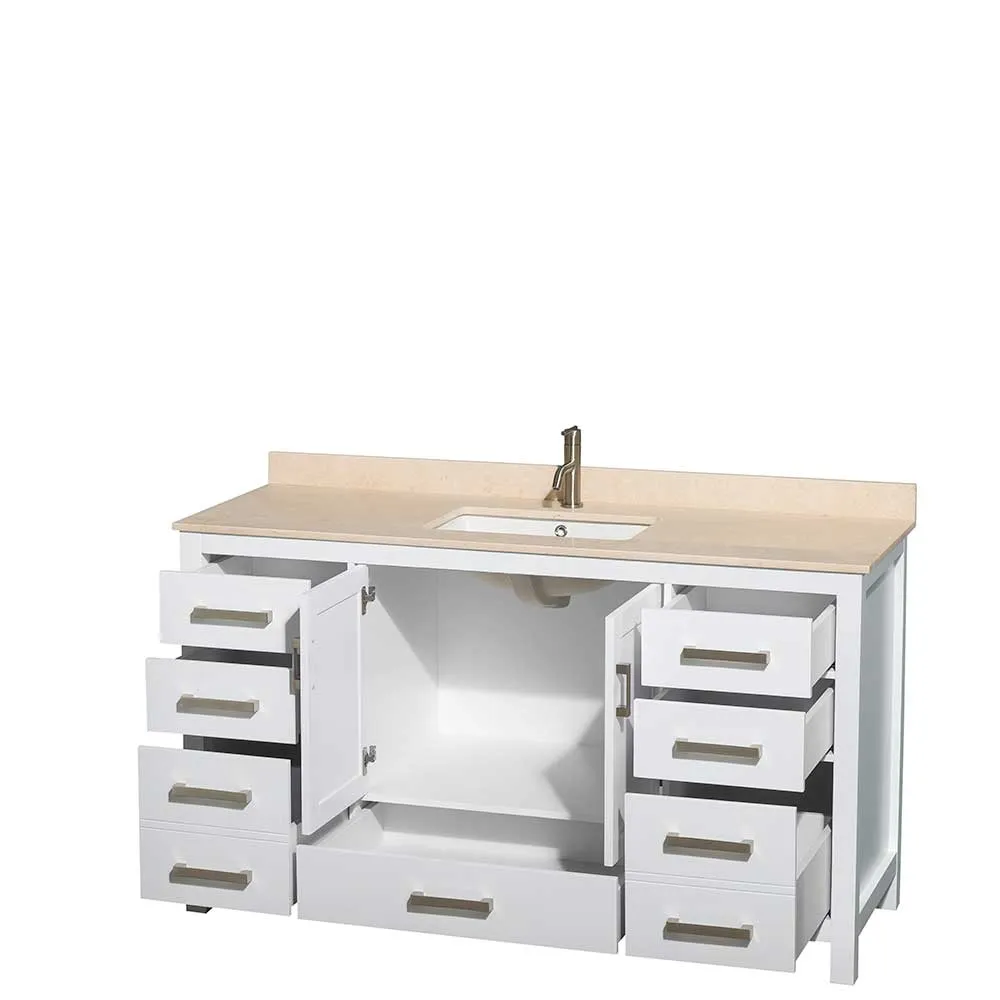 Sheffield 60 Inch Single Bathroom Vanity in White