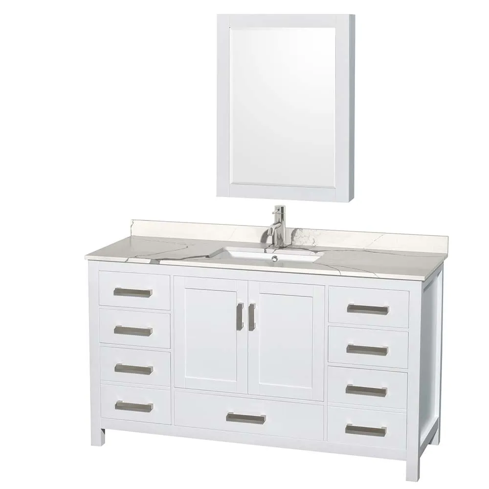 Sheffield 60 Inch Single Bathroom Vanity in White