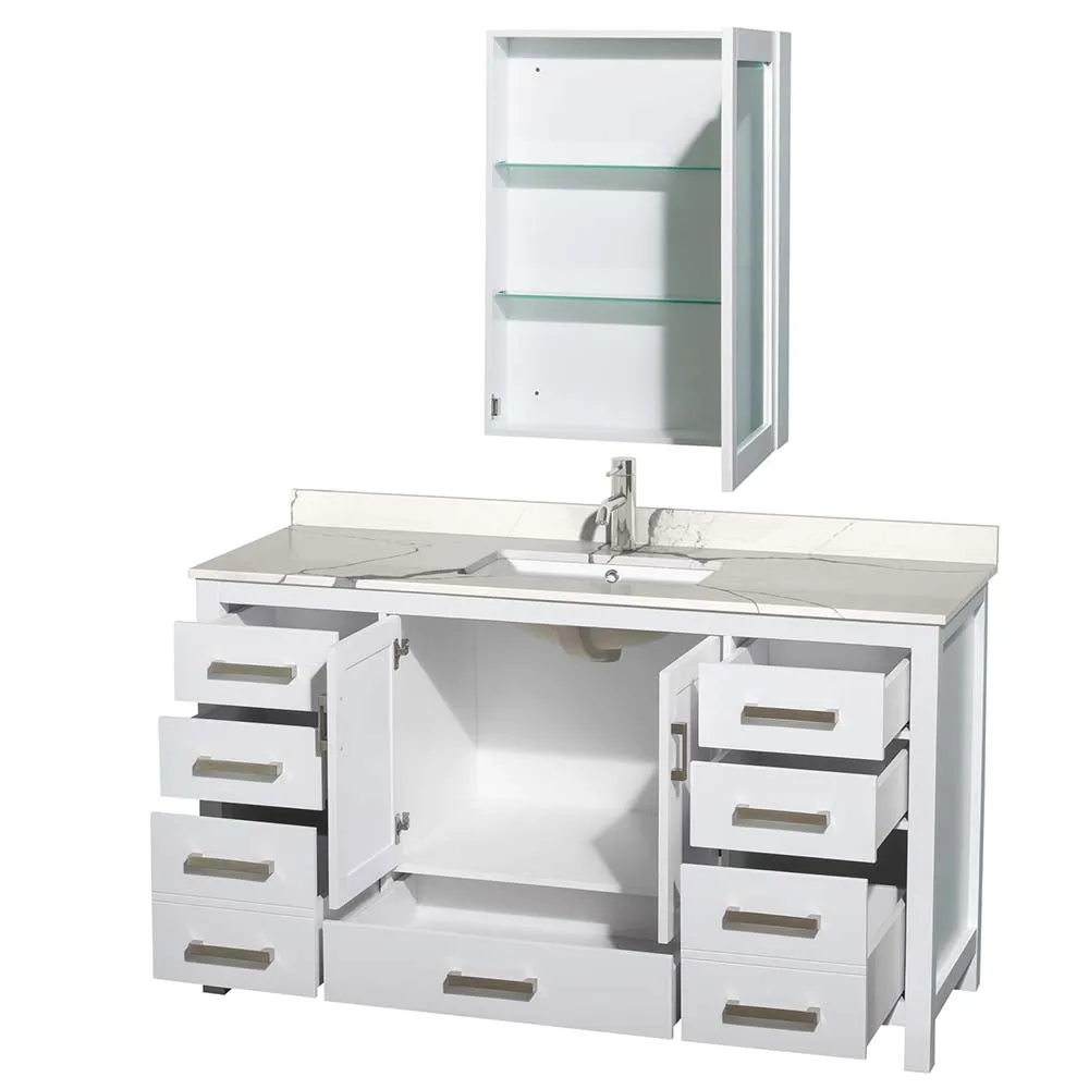 Sheffield 60 Inch Single Bathroom Vanity in White