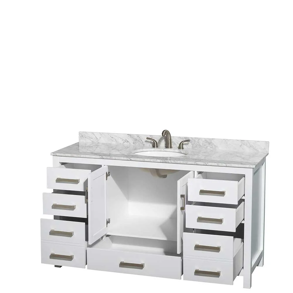 Sheffield 60 Inch Single Bathroom Vanity in White