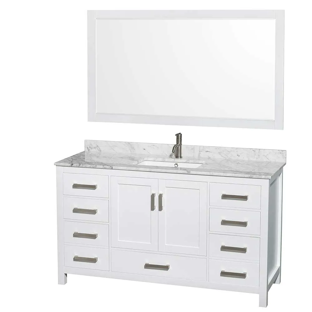 Sheffield 60 Inch Single Bathroom Vanity in White