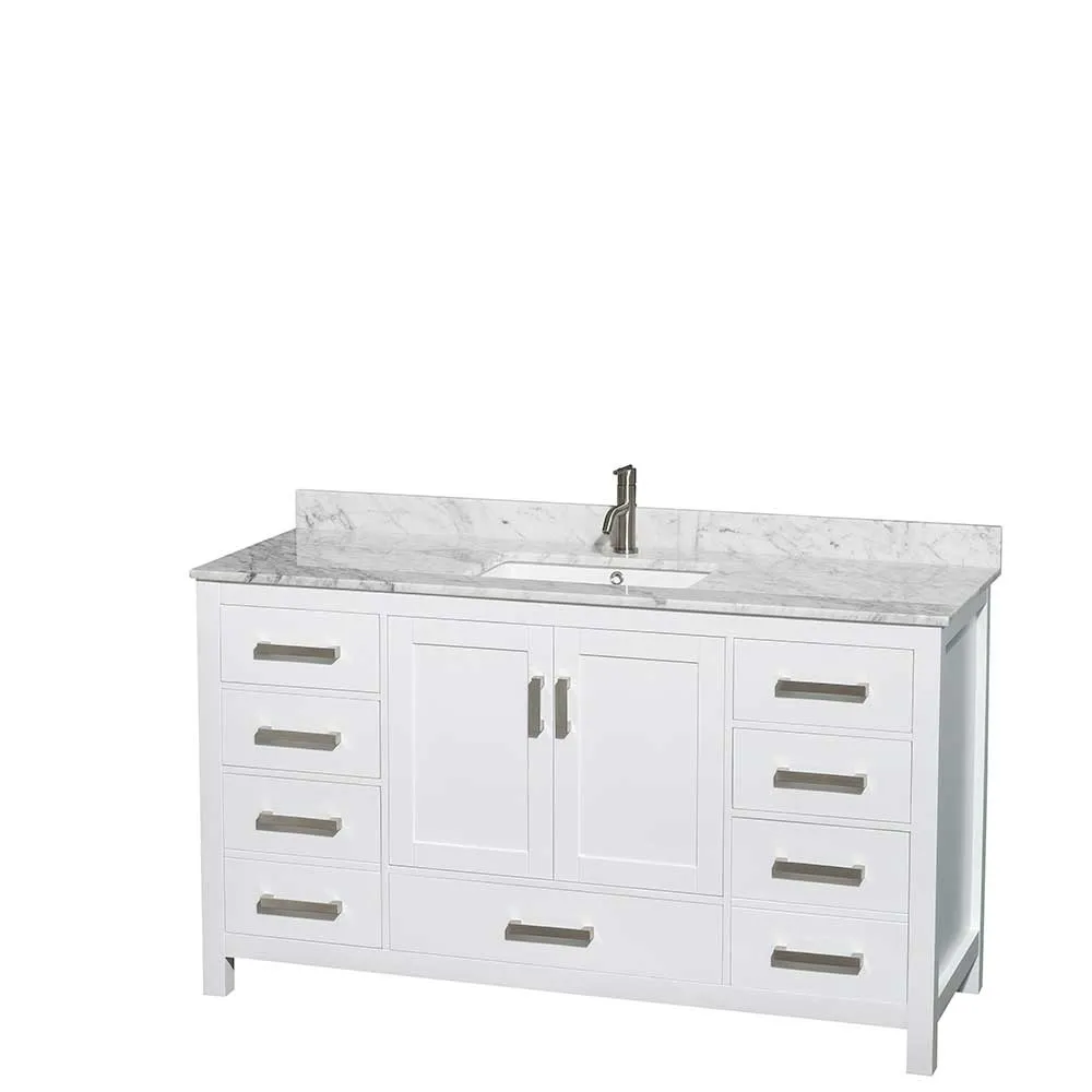 Sheffield 60 Inch Single Bathroom Vanity in White