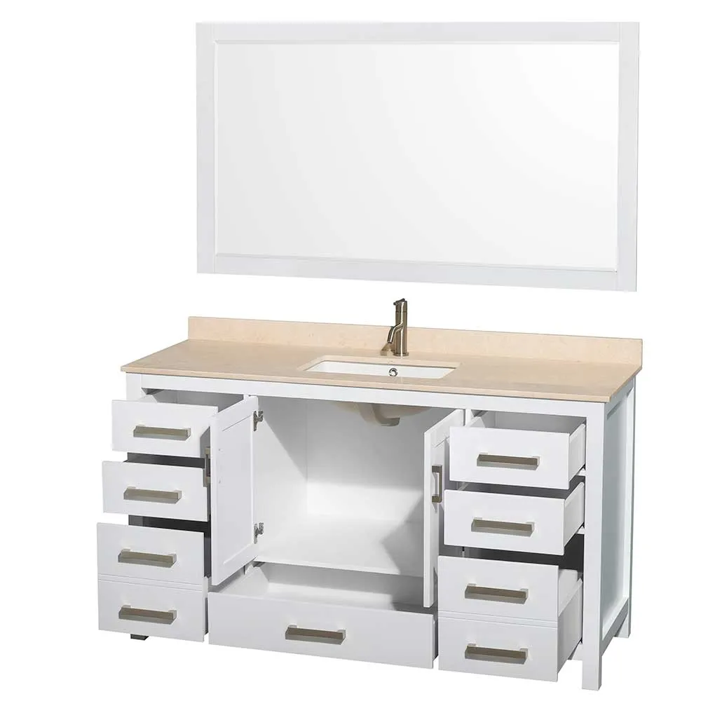 Sheffield 60 Inch Single Bathroom Vanity in White