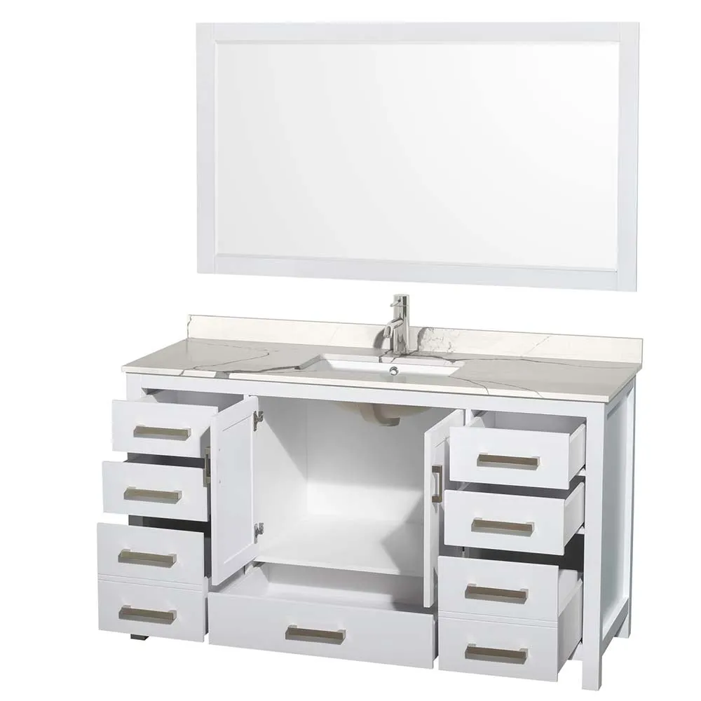 Sheffield 60 Inch Single Bathroom Vanity in White