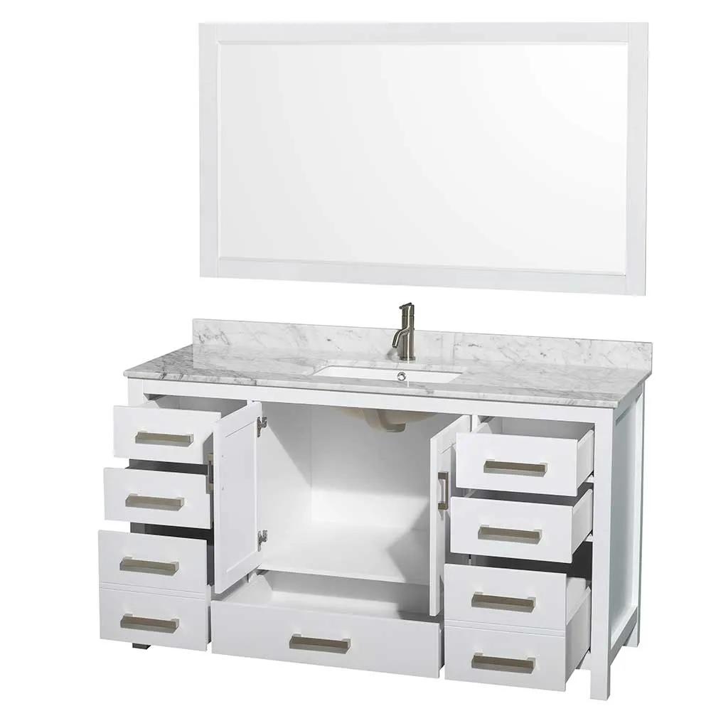 Sheffield 60 Inch Single Bathroom Vanity in White