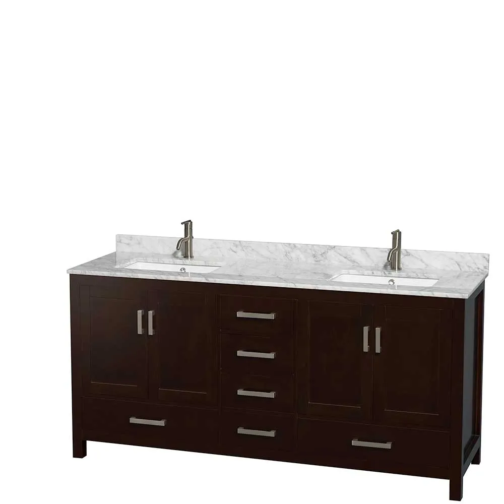 Sheffield 72 Inch Double Bathroom Vanity in Espresso