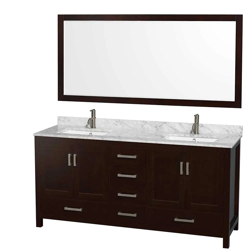 Sheffield 72 Inch Double Bathroom Vanity in Espresso