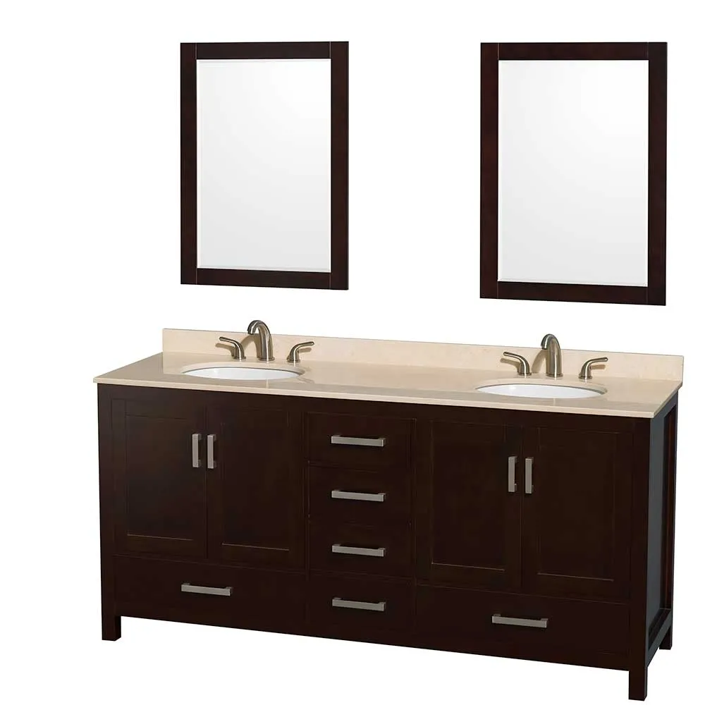 Sheffield 72 Inch Double Bathroom Vanity in Espresso