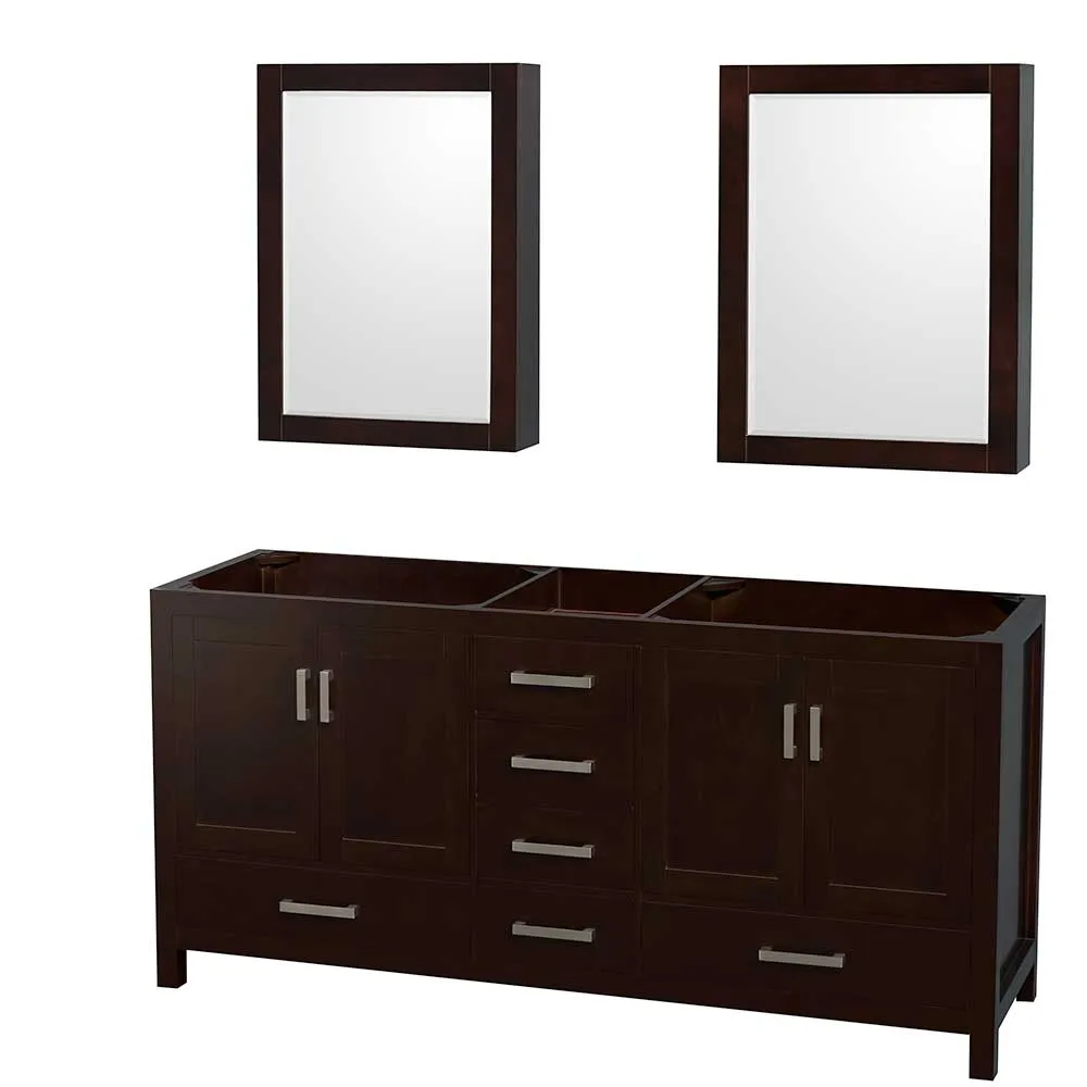Sheffield 72 Inch Double Bathroom Vanity in Espresso