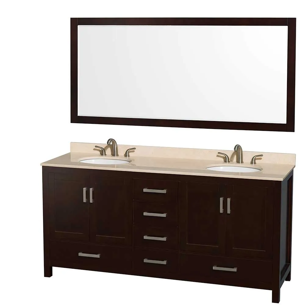 Sheffield 72 Inch Double Bathroom Vanity in Espresso