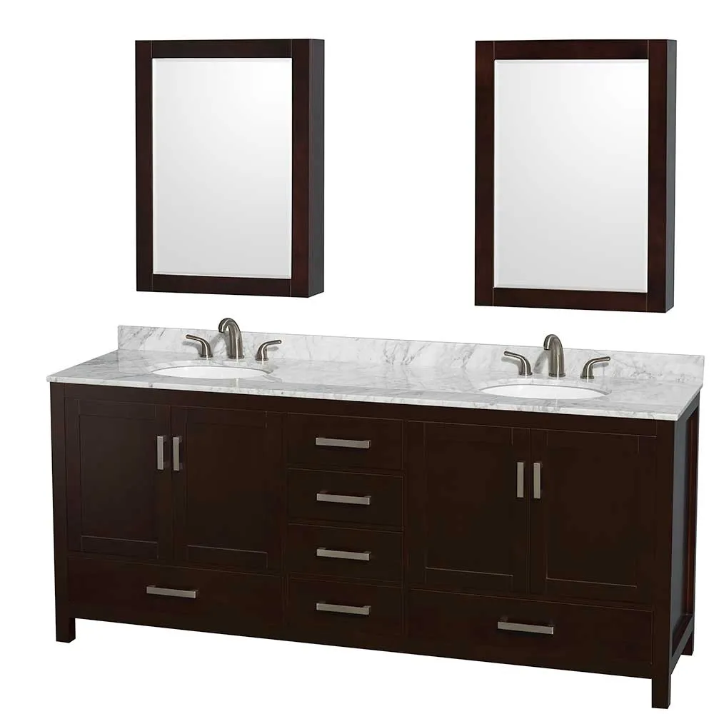 Sheffield 80 Inch Double Bathroom Vanity in Espresso