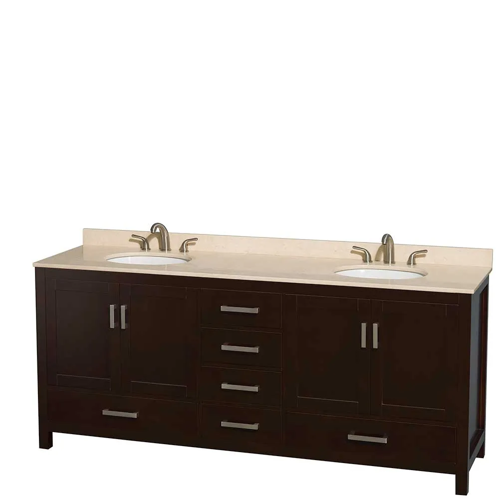 Sheffield 80 Inch Double Bathroom Vanity in Espresso