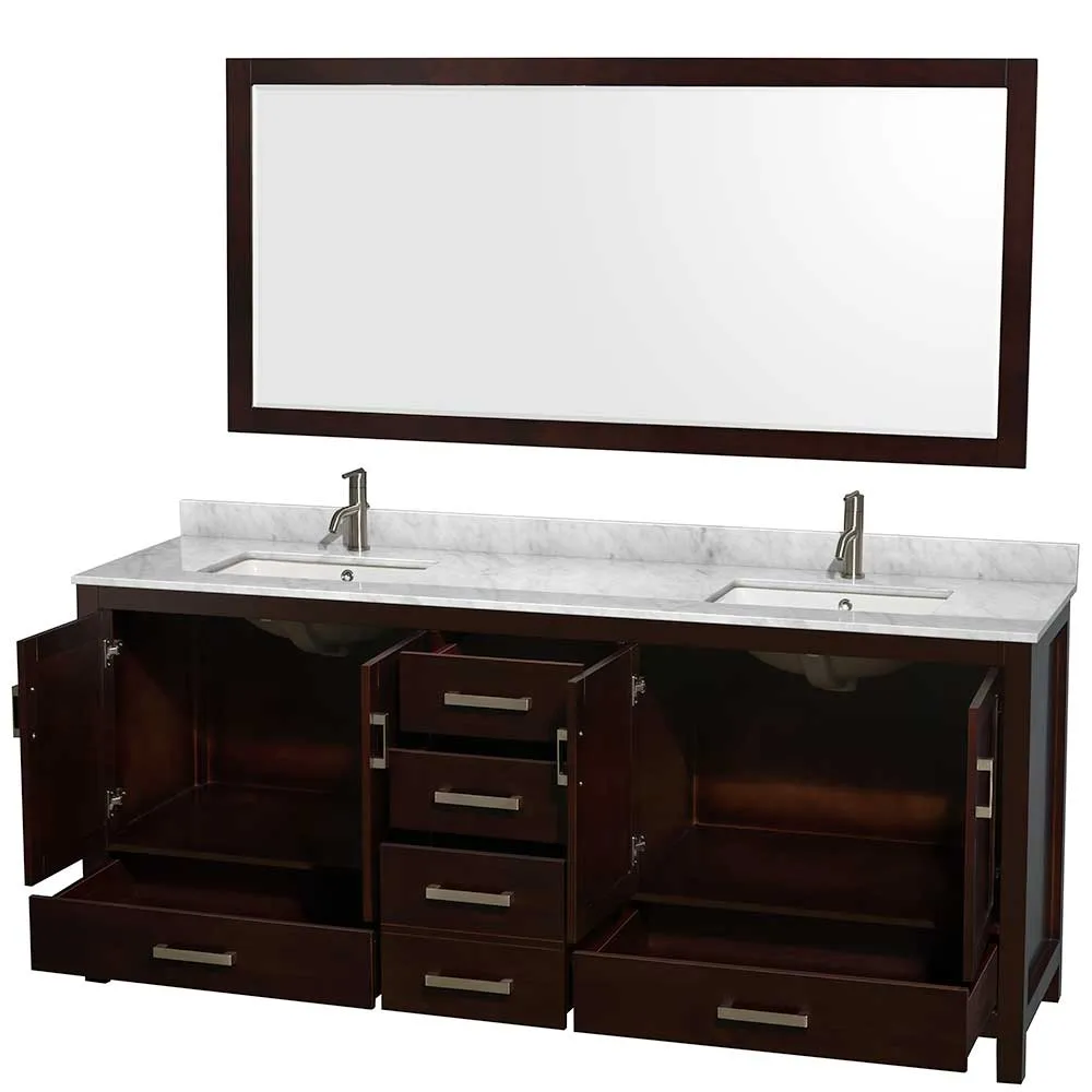 Sheffield 80 Inch Double Bathroom Vanity in Espresso
