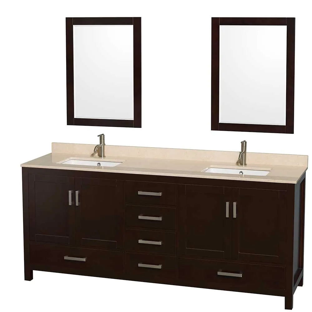 Sheffield 80 Inch Double Bathroom Vanity in Espresso