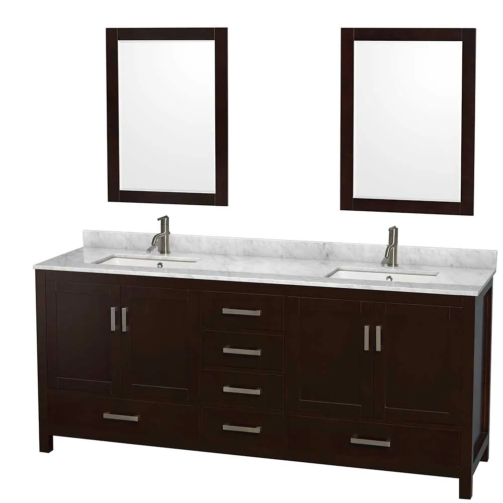 Sheffield 80 Inch Double Bathroom Vanity in Espresso