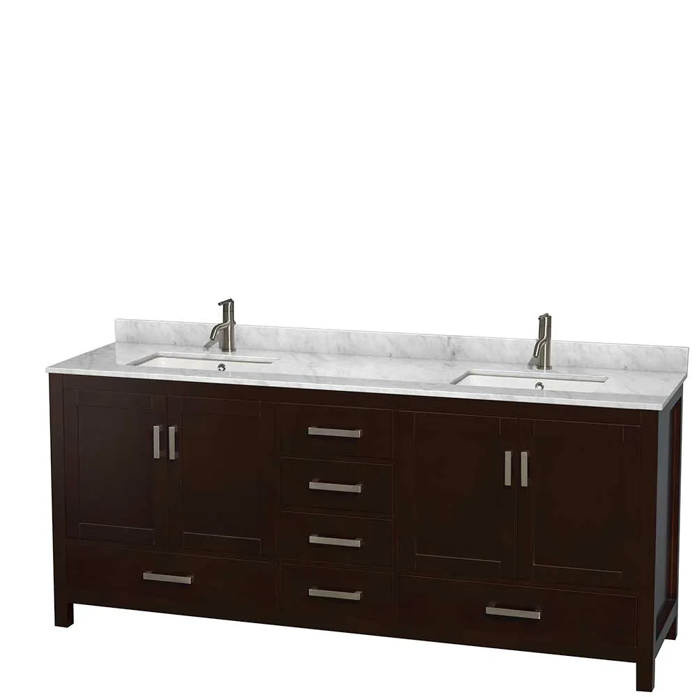Sheffield 80 Inch Double Bathroom Vanity in Espresso
