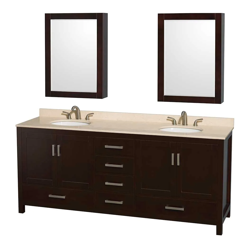 Sheffield 80 Inch Double Bathroom Vanity in Espresso