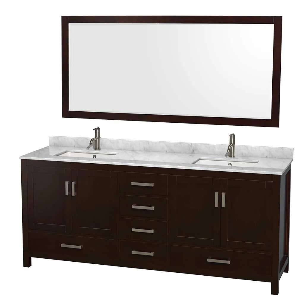 Sheffield 80 Inch Double Bathroom Vanity in Espresso