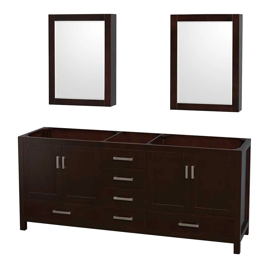 Sheffield 80 Inch Double Bathroom Vanity in Espresso