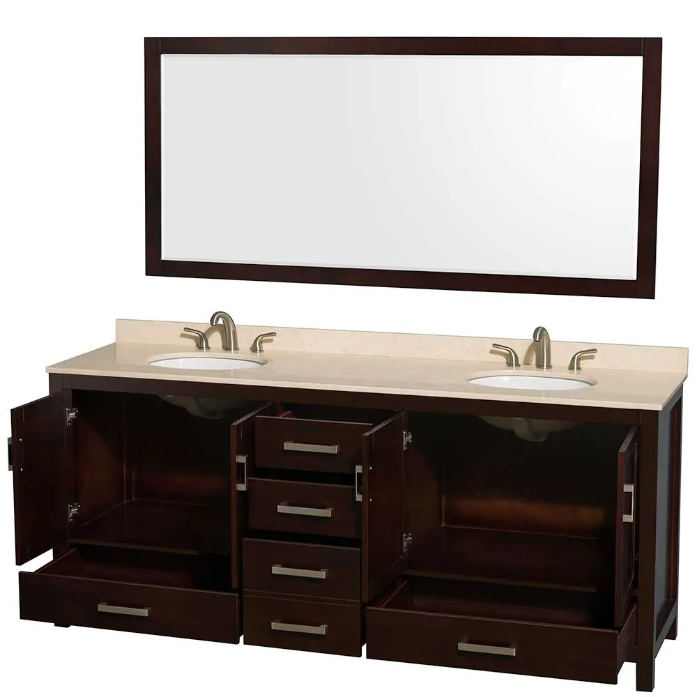 Sheffield 80 Inch Double Bathroom Vanity in Espresso