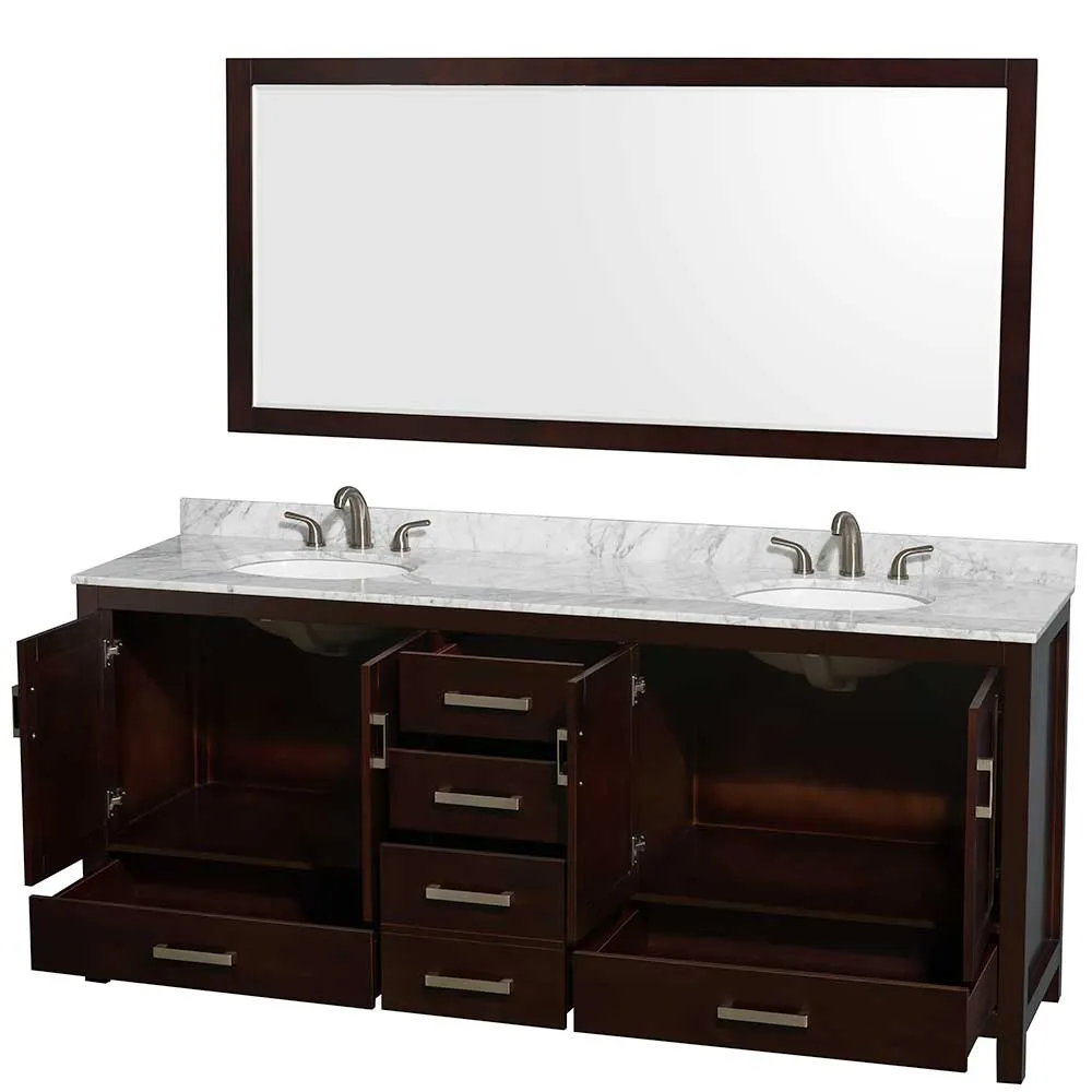 Sheffield 80 Inch Double Bathroom Vanity in Espresso
