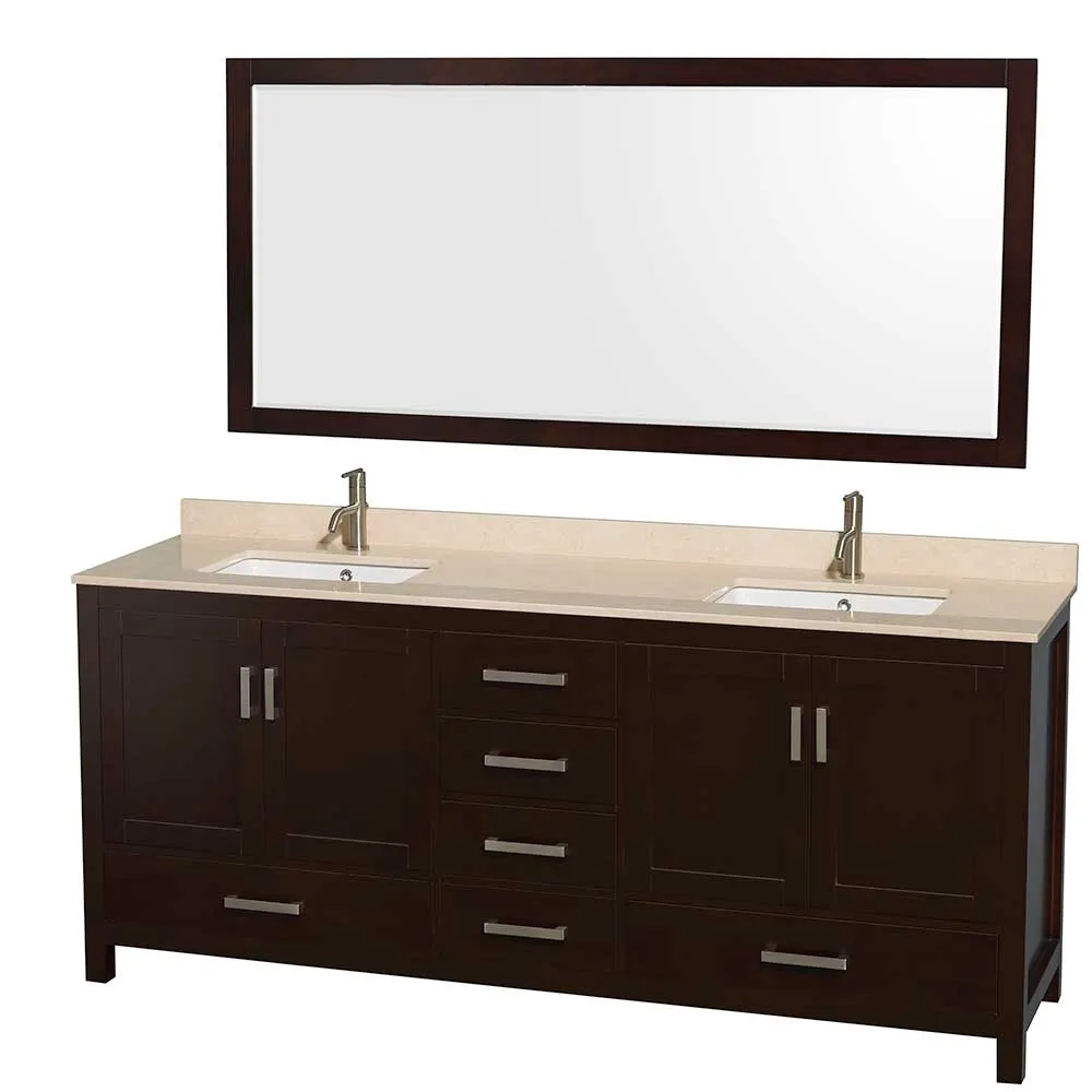 Sheffield 80 Inch Double Bathroom Vanity in Espresso